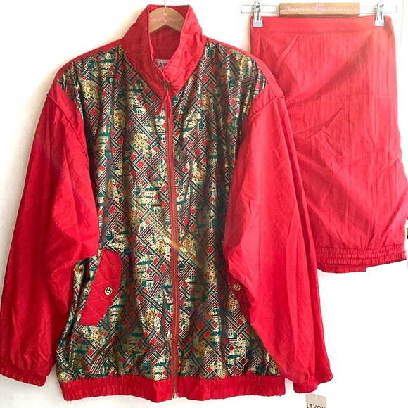 (B38) Vintage Womens Lavon Large Red Zip Up Windbreaker Jacket 90’s, NWT - Picture 2 of 15